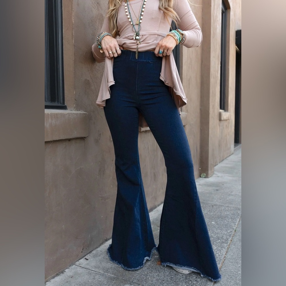 New Large flared navy blue jeans new!